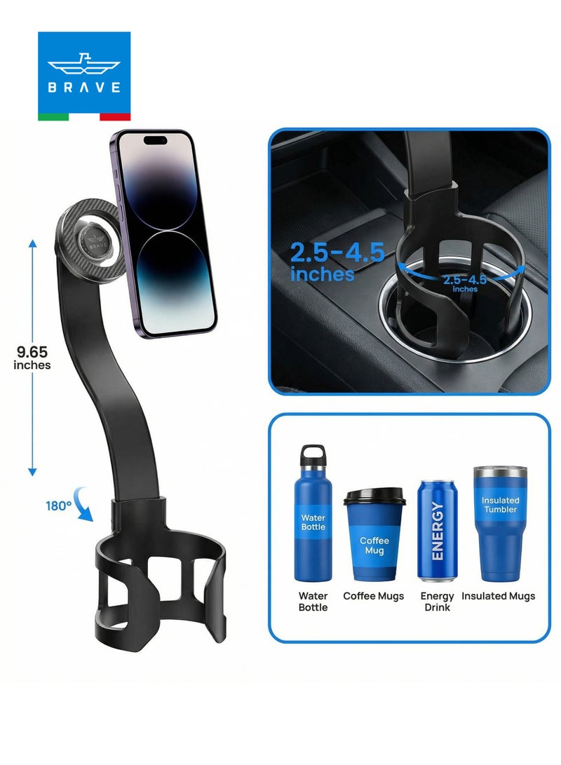 Brave Car Cup Holder Phone Mount with MagSafe Magnetic Mount, Adjustable 360° Gooseneck Arm – Universal Expandable Cup Holder Base Mobile Holder for Cars, SUV, Sedan & Trucks – Strong Grip Stable Base – Compatible with iPhone 17 / 17 Pro / 17 Pro Max / iPhone Air / 16 / 15 / 14 / 13 / 12 Series, Samsung Galaxy S25 / S24 / S23 / S22 Ultra, Android Devices & MagSafe Cases – Black - Image 1